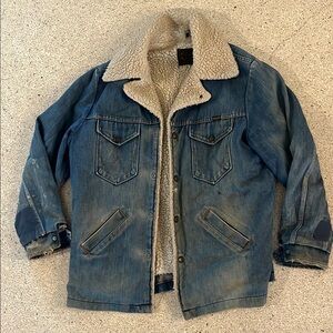 Wrangler Men’s denim blue jean  Sherpa vintage Lightweight Jacket Yellow Stone